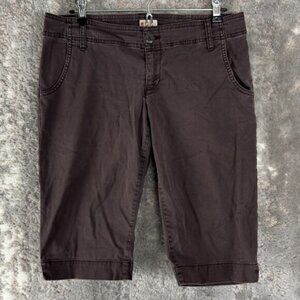Mossimo Supply Co Juniors Size 9 Flat Front Bermuda Casual Shorts Brown Button